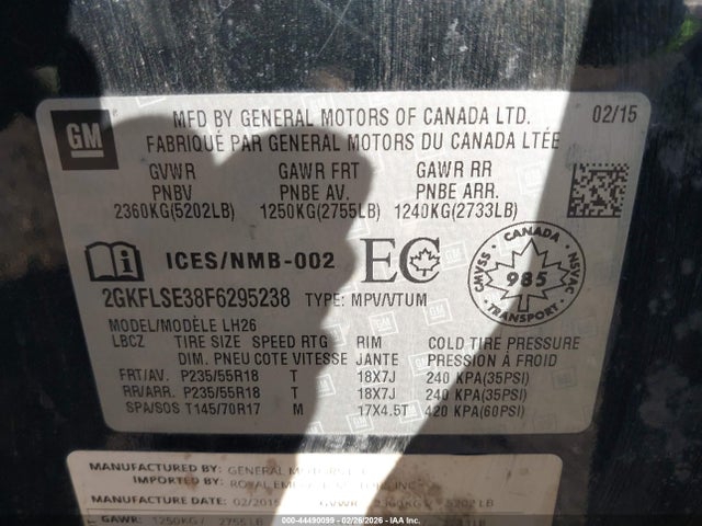 GMC Terrain Slt-1 2015 2GKFLSE38F6295238 Image 9