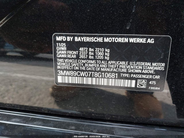 3MW89CW07T8G10681 BMW 330i Xdrive Na