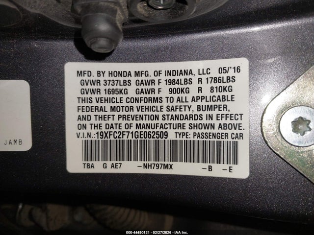 Honda CIVIC EX 2016 19XFC2F71GE062509 Image 9