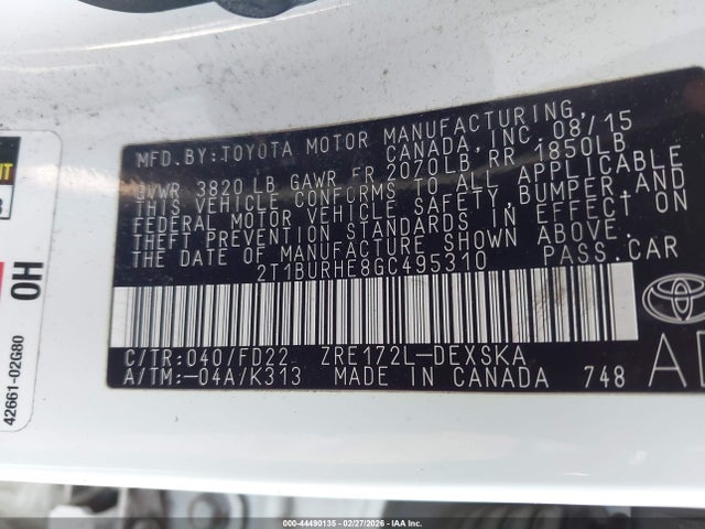 Toyota Corolla S W/special Edition Pkg 2016 2T1BURHE8GC495310 Image 9