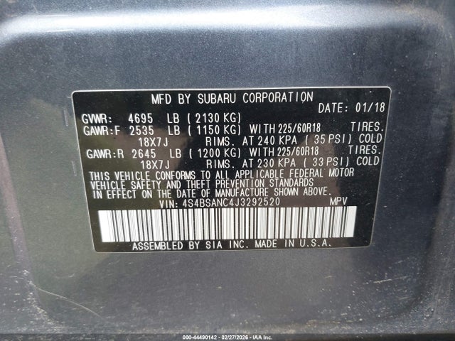 4S4BSANC4J3292520 Subaru Outback 2.5i Limited