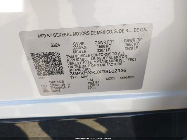 44490148 :رقم المزاد ، 3GPKHXRJXRS512326 vin ، 2024 Honda Prologue Touring مزاد بيع