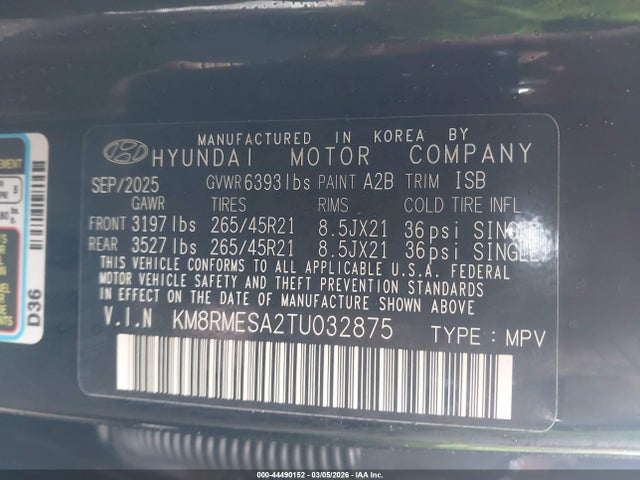 Hyundai Palisade Hev Calligraphy 2026 KM8RMESA2TU032875 Image 9