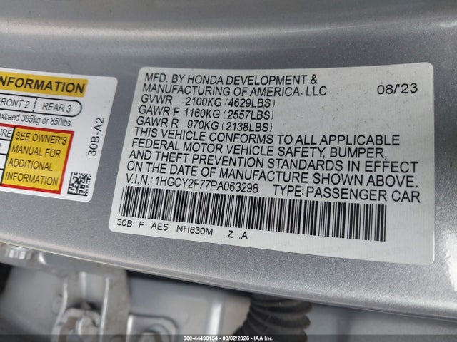 1HGCY2F77PA063298 Honda Accord Hybrid Sport-l