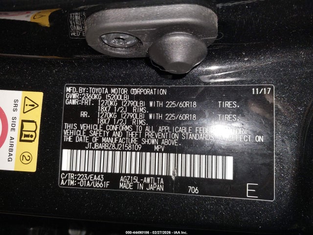 44490186 :رقم المزاد ، JTJBARBZ8J2158109 vin ، 2018 Lexus Nx 300 مزاد بيع