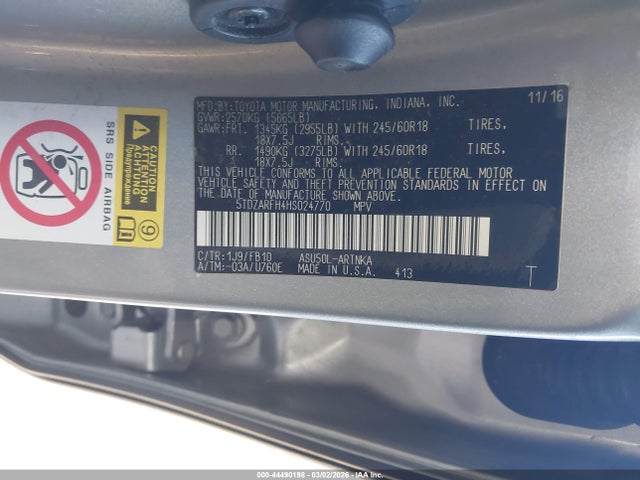 5TDZARFH4HS024770 Toyota Highlander Le