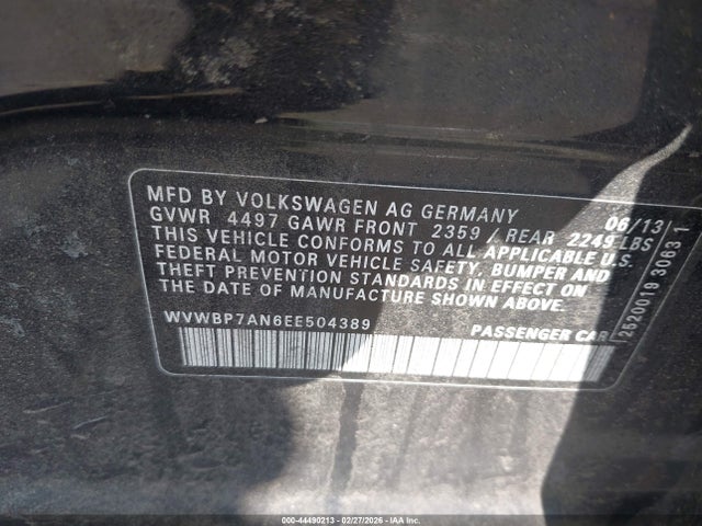 Aukcja sprzedaży 2014 Volkswagen Cc 2.0t Sport, vin: WVWBP7AN6EE504389, numer aukcji: 44490213