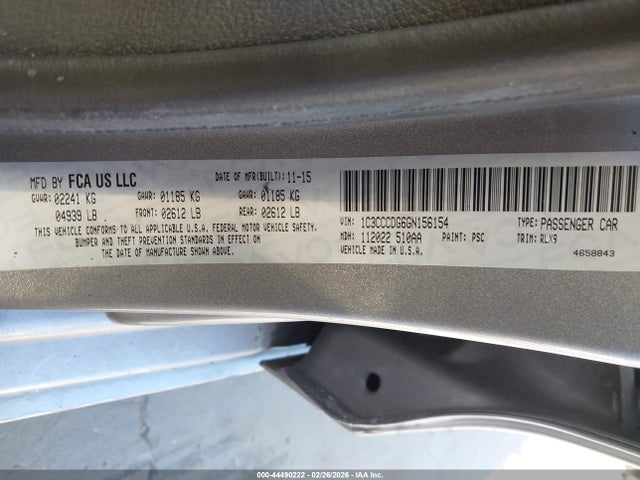 Aukcja sprzedaży 2016 Chrysler 200 S, vin: 1C3CCCDG6GN156154, numer aukcji: 44490222