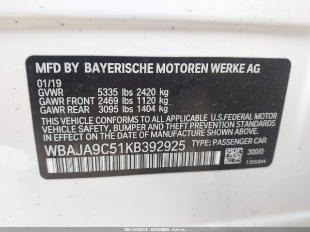 WBAJA9C51KB392925 BMW 530e Iperformance