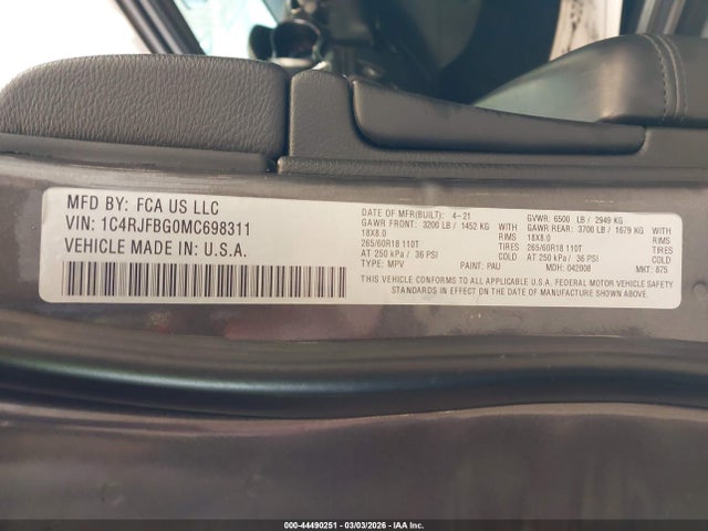 2021 JEEP GRAND CHEROKEE 1C4RJFBG0MC698311 Photo 8