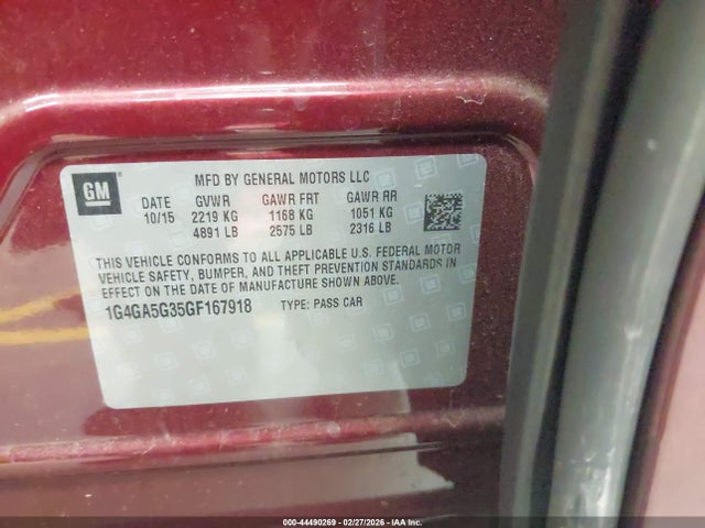 1G4GA5G35GF167918 Buick Lacrosse
