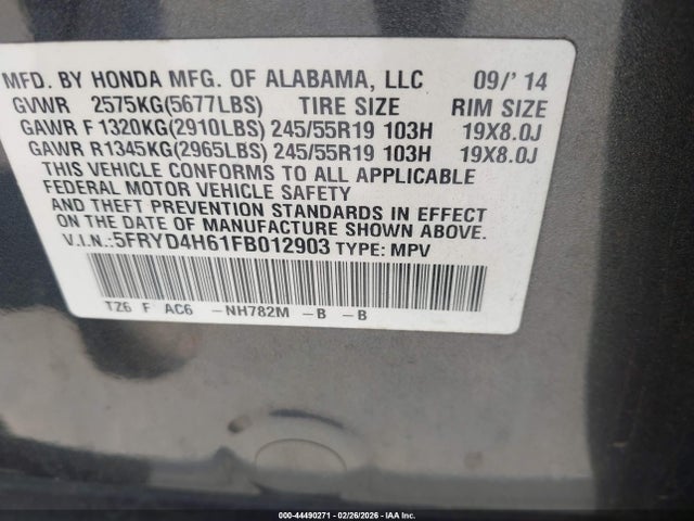 Продаж на аукціоні авто 2015 Acura Mdx Technology Pkg W/entertainment Pkg, vin: 5FRYD4H61FB012903, номер лоту: 44490271
