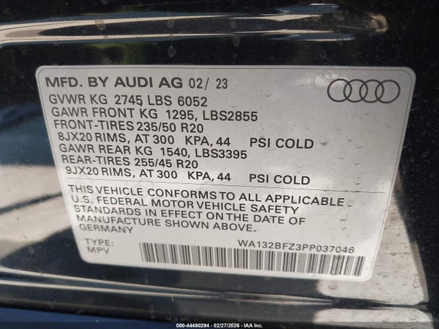 2023 AUDI Q4 SPORTBACK E-TRON WA132BFZ3PP037046 Photo 8