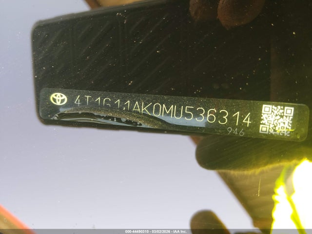 4T1G11AK0MU536314 Toyota CAMRY SE