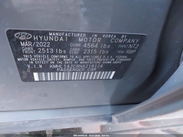 Aukcja sprzedaży 2022 Hyundai Sonata N Line, vin: KMHL14JC8NA218114, numer aukcji: 44490335