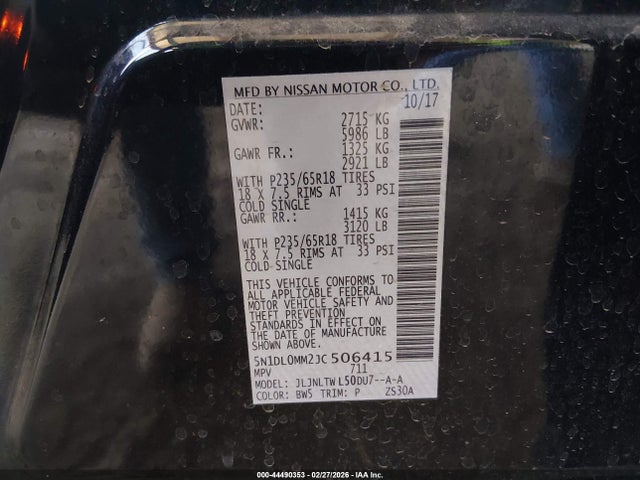 Продаж на аукціоні авто 2018 Infiniti Qx60, vin: 5N1DL0MM2JC506415, номер лоту: 44490353