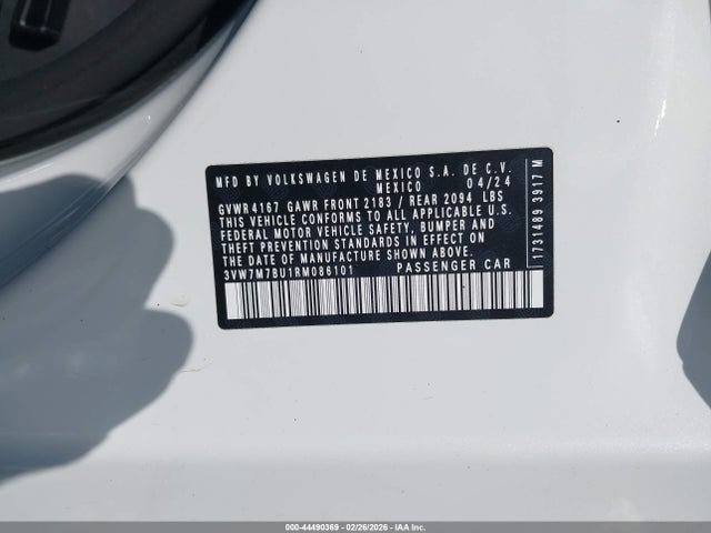 Продажа на аукционе авто 2024 Volkswagen Jetta 1.5t Se, vin: 3VW7M7BU1RM086101, номер лота: 44490369