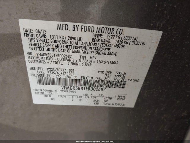 Ford FLEX SE 2014 2FMGK5B81EBD02682 Image 9