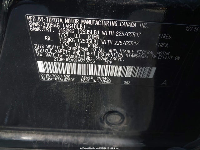Toyota Rav4 Xle 2015 2T3RFREV8FW273755 Image 9