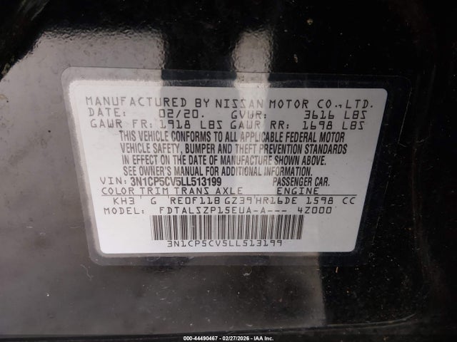 Nissan Kicks Sv Xtronic Cvt 2020 3N1CP5CV5LL513199 Image 9