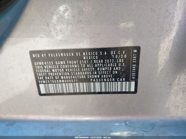 3VWC57BUXMM006511 Volkswagen Jetta 1.4t R-line/1.4t S/1.4t Se