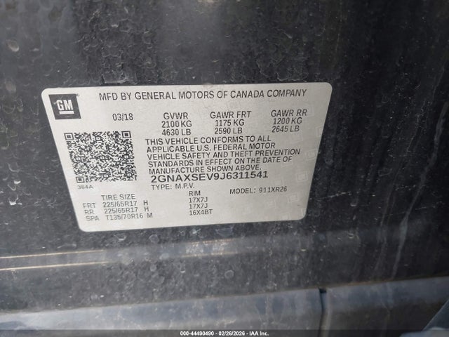 Chevrolet EQUINOX LT 2018 2GNAXSEV9J6311541 Image 9