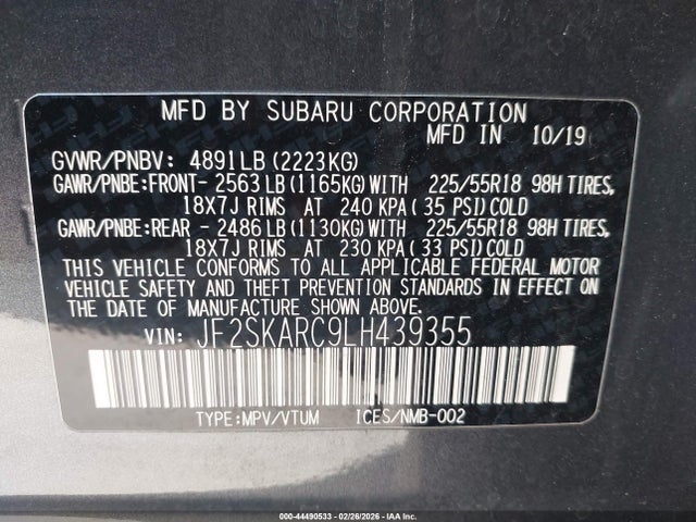 Subaru Forester Sport 2020 JF2SKARC9LH439355 Image 9