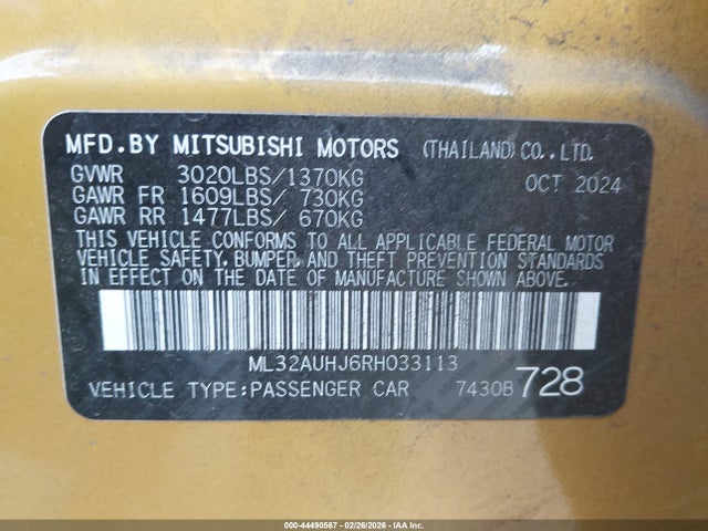 2024 MITSUBISHI MIRAGE ML32AUHJ6RH033113 Photo 8