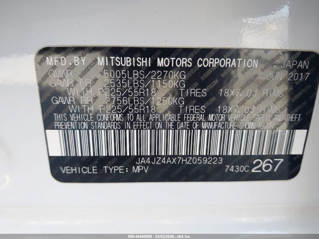 JA4JZ4AX7HZ059223 Mitsubishi OUTLANDER GT