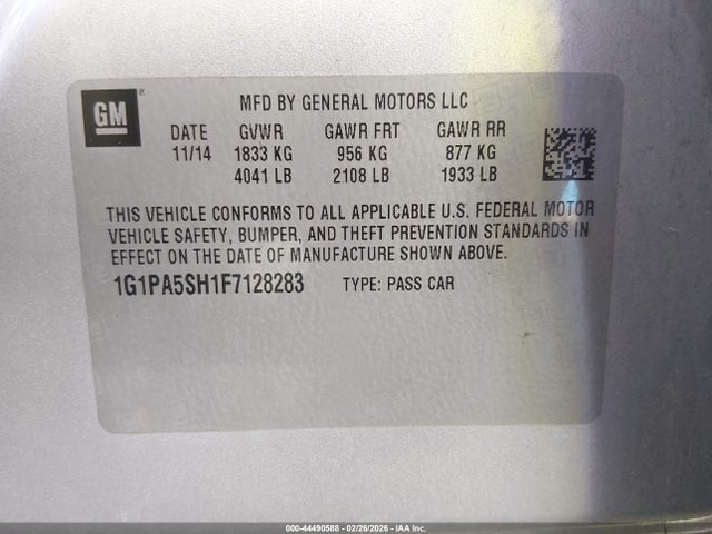 1G1PA5SH1F7128283 Chevrolet Cruze Ls Auto