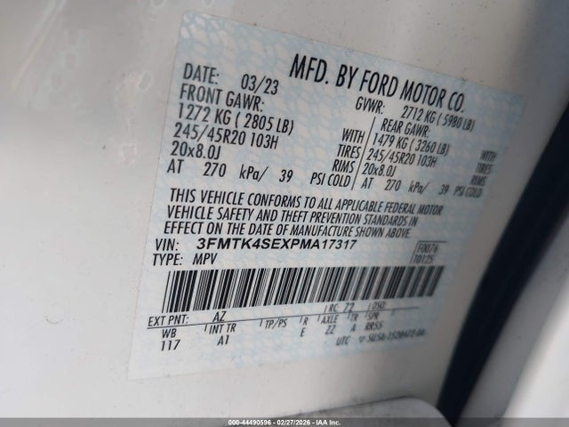 3FMTK4SEXPMA17317 Ford Mustang Mach-e Gt
