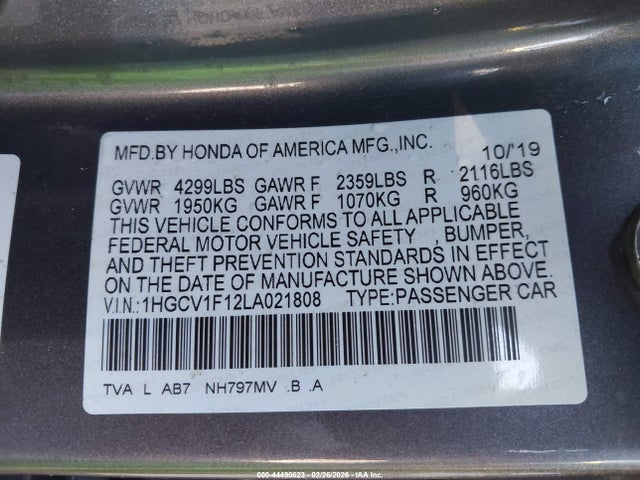 1HGCV1F12LA021808 Honda ACCORD LX