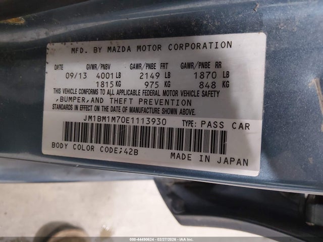 JM1BM1M70E1113930 Mazda Mazda3 I Grand Touring