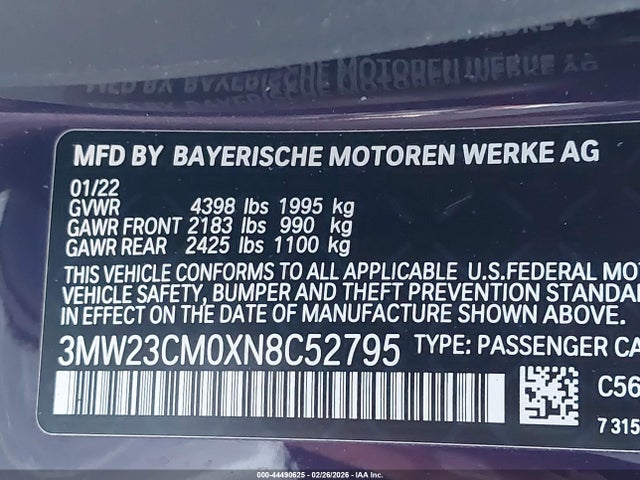 2022 BMW 230 3MW23CM0XN8C52795 Photo 8
