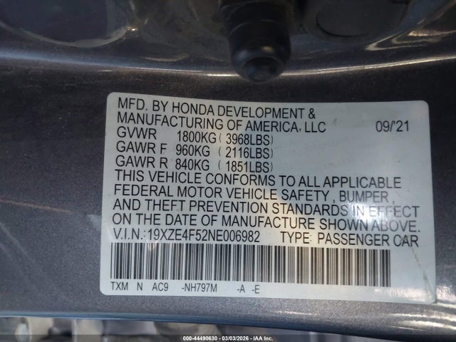 Honda INSIGHT EX 2022 19XZE4F52NE006982 Image 9