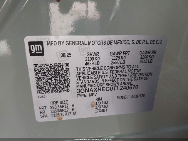 3GNAXHEG0TL240670 Chevrolet Equinox Fwd Lt