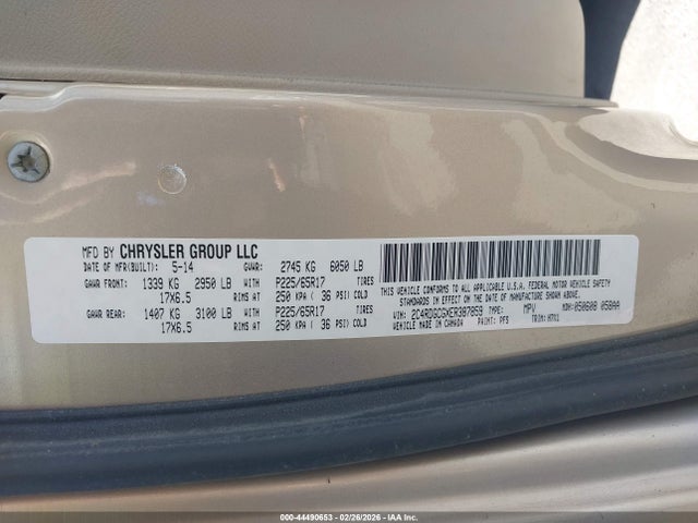 Dodge Grand Caravan Sxt 2014 2C4RDGCGXER387859 Image 9
