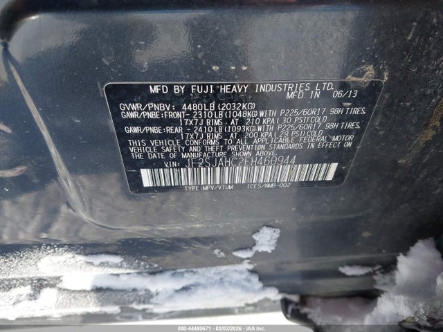 2014 Subaru Forester 2.5i Limited მანქანა იყიდება აუქციონზე, vin: JF2SJAHC2EH460944, აუქციონის ნომერი: 44490671