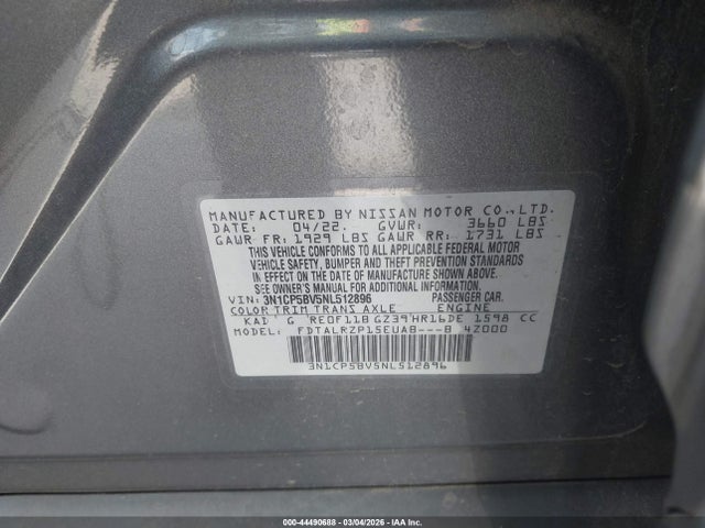 Nissan Kicks S Xtronic Cvt 2022 3N1CP5BV5NL512896 Image 9