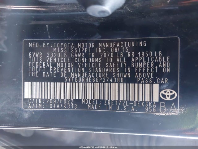 Toyota Corolla S Plus 2016 5YFBURHE6GP374386 Image 9