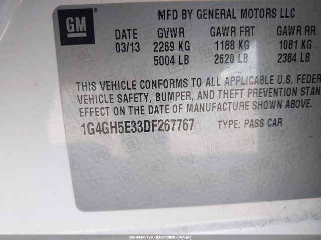 Aukcja sprzedaży 2013 Buick Lacrosse Premium 2 Group, vin: 1G4GH5E33DF267767, numer aukcji: 44490729