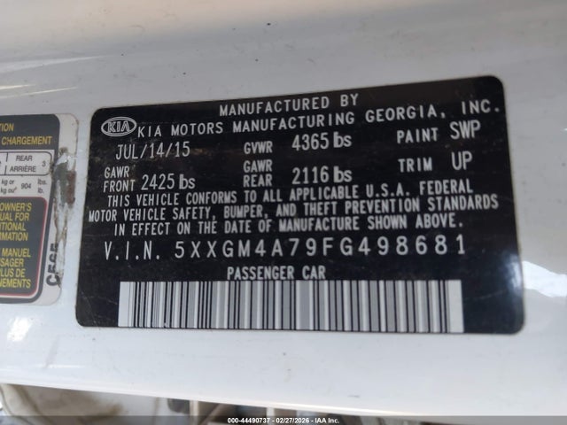5XXGM4A79FG498681 KIA Optima Lx