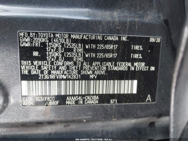 Toyota RAV4 LE 2021 2T3G1RFVXMW142831 Image 9