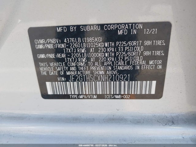 2022 SUBARU CROSSTREK JF2GTHSCXNH210921 Photo 8