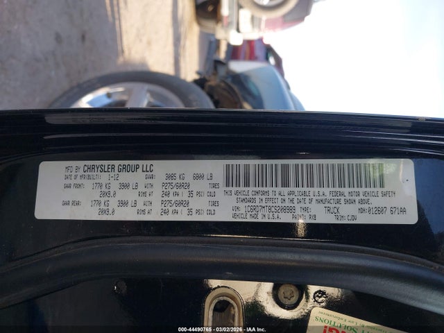 Aukcja sprzedaży 2012 Ram 1500 Sport, vin: 1C6RD7MT8CS208989, numer aukcji: 44490765