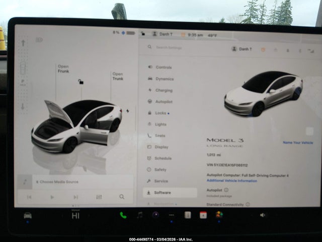 Aukcja sprzedaży 2025 Tesla Model 3 Long Range Rear-wheel Drive/standard Rear-wheel Drive, vin: 5YJ3E1EA1SF065112, numer aukcji: 44490774