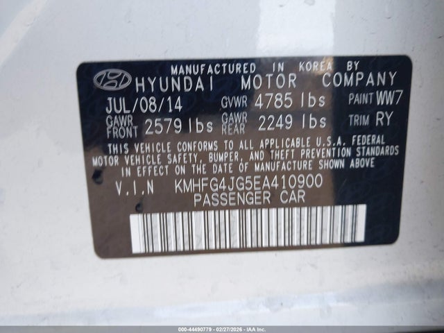 KMHFG4JG5EA410900 Hyundai Azera