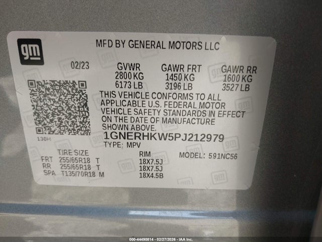 1GNERHKW5PJ212979 Chevrolet Traverse Fwd Lt Leather