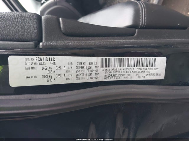 Aukcja sprzedaży 2018 Jeep Grand Cherokee Limited 4x4, vin: 1C4RJFBG5JC389087, numer aukcji: 44490819