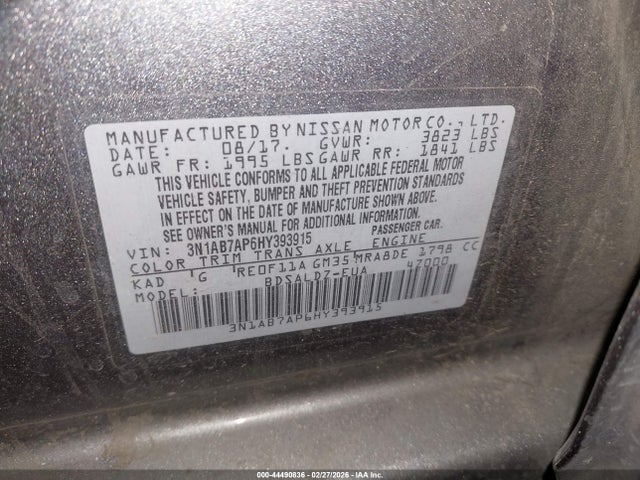 3N1AB7AP6HY393915 Nissan SENTRA SV